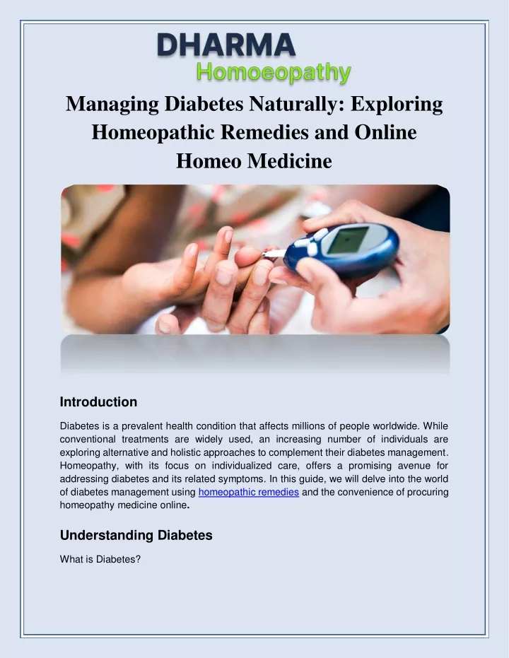 managing diabetes naturally exploring homeopathic