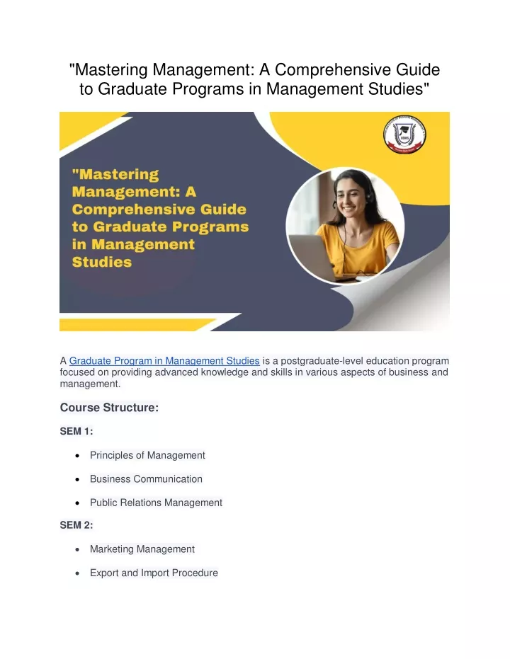 mastering management a comprehensive guide
