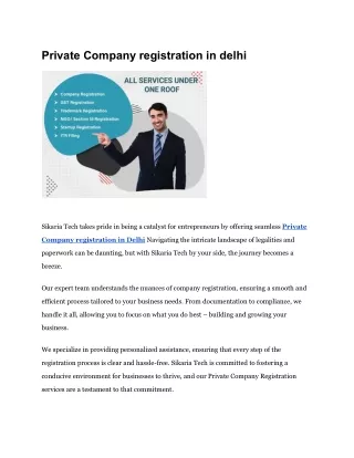 Private Company registration in Delhi