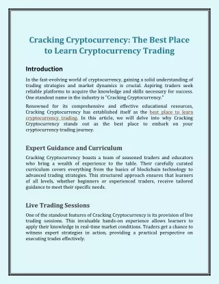 Cracking Cryptocurrency: The Best Place to Learn Cryptocurrency Trading