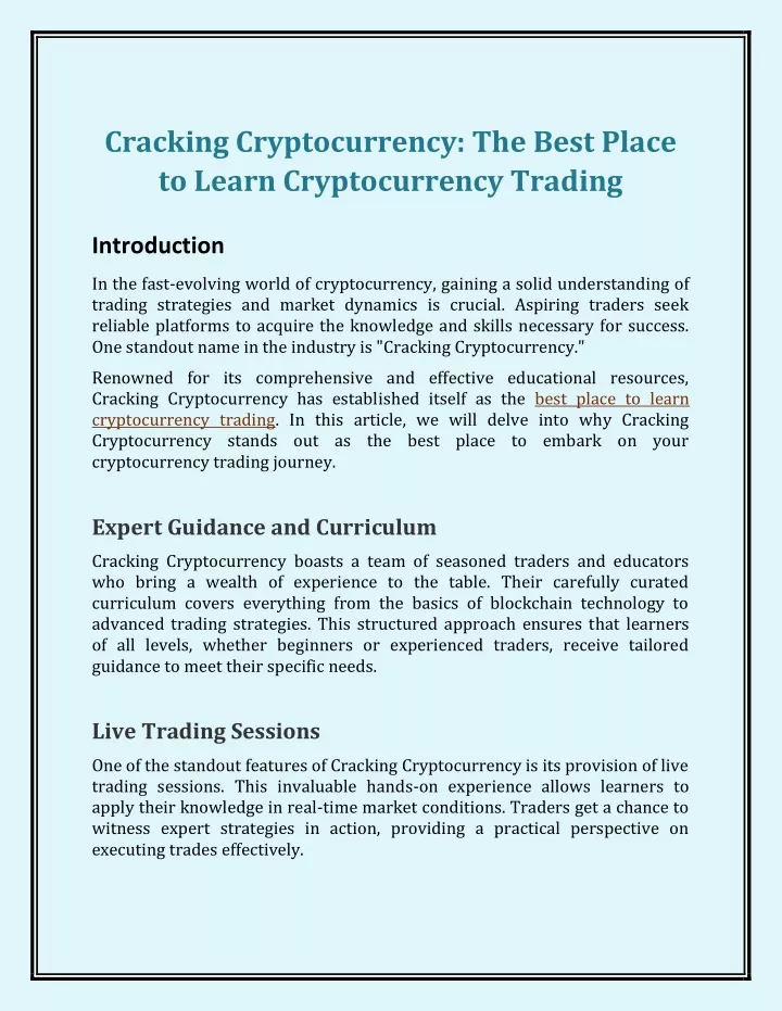 cracking cryptocurrency the best place to learn