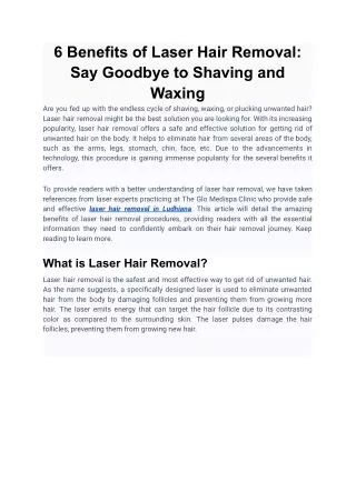6 Benefits of Laser Hair Removal_ Say Goodbye to Shaving and Waxing