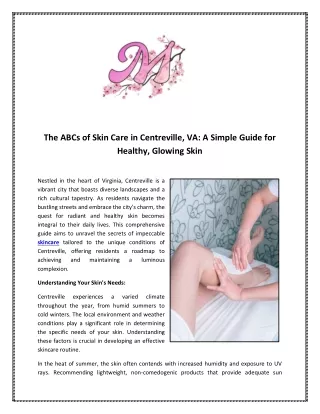 The ABCs of Skin Care in Centreville VA A Simple Guide for Healthy Glowing Skin