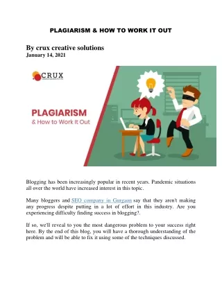 PLAGIARISM & HOW TO WORK IT OUT