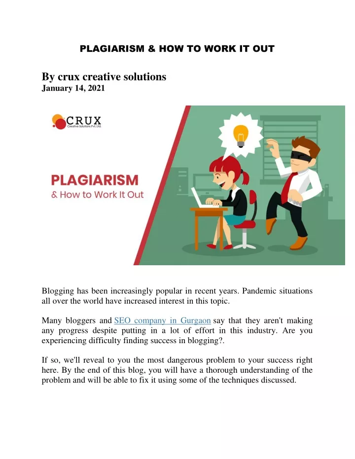 plagiarism how to work it out by crux creative