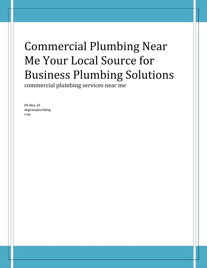 commercial plumbing near me your local source