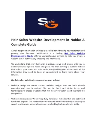 Hair Salon Website Development in Noida: A Complete Guide