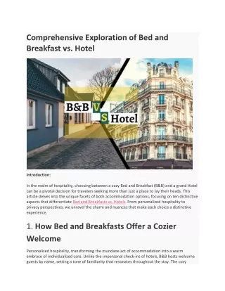comprehensive exploration of bed and breakfast