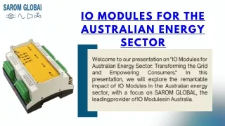 IO Modules for the Australian Energy Sector