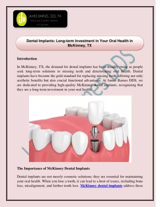 Dental Implants Long-term Investment in Your Oral Health in McKinney, TX
