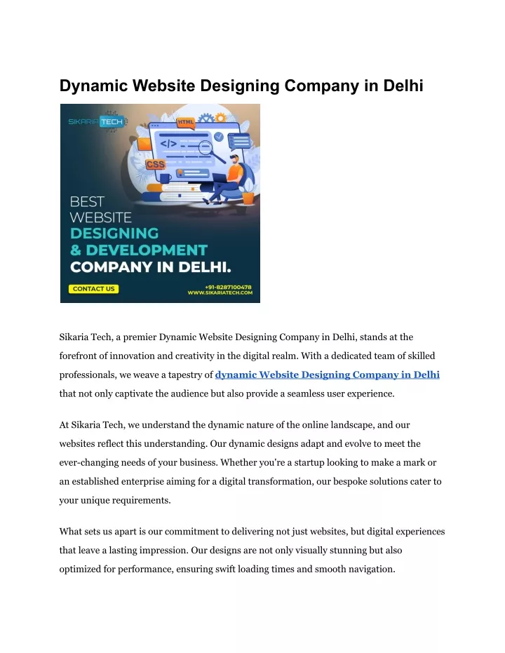dynamic website designing company in delhi