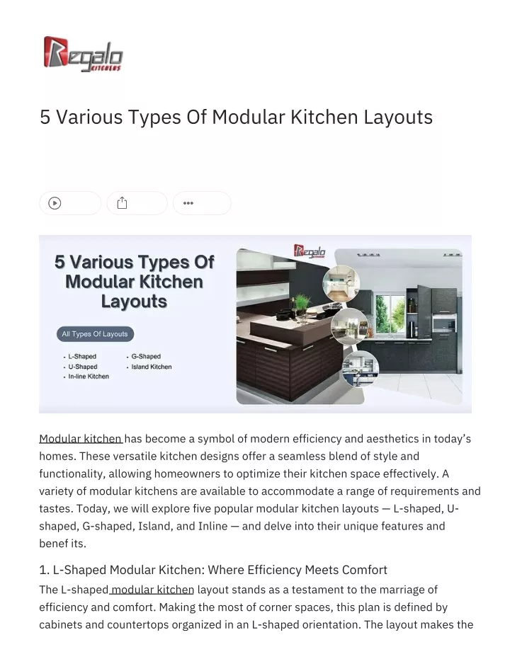 5 various types of modular kitchen layouts