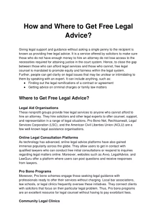 How and Where to Get Free Legal Advice