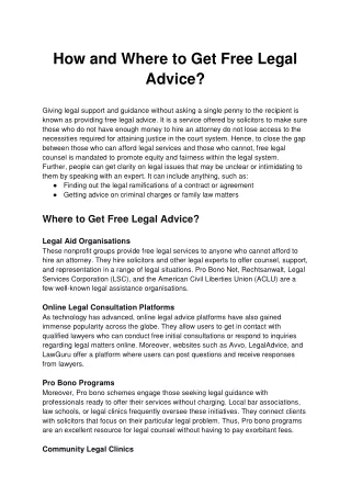 how and where to get free legal advice