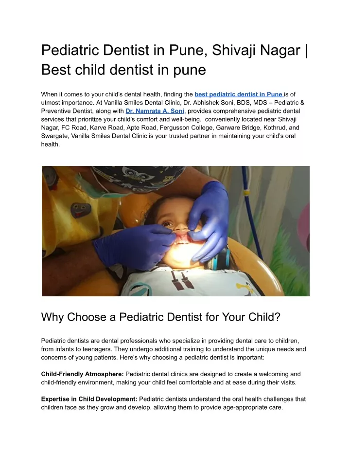 pediatric dentist in pune shivaji nagar best