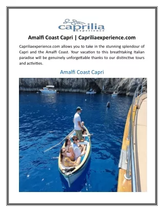 Amalfi Coast Capri  Capriliaexperience
