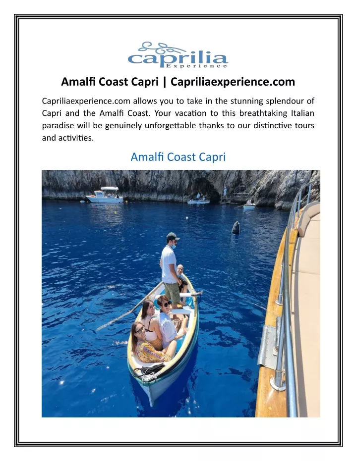 amalfi coast capri capriliaexperience com