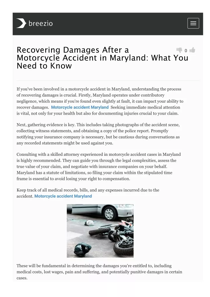 recovering damages after a motorcycle accident