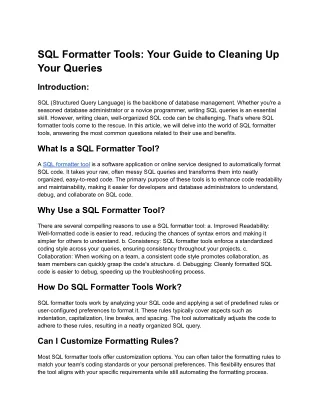 SQL Formatter Tools_ Your Guide to Cleaning Up Your Queries