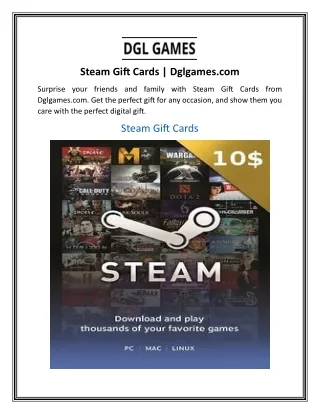 Steam Gift Cards  Dglgames