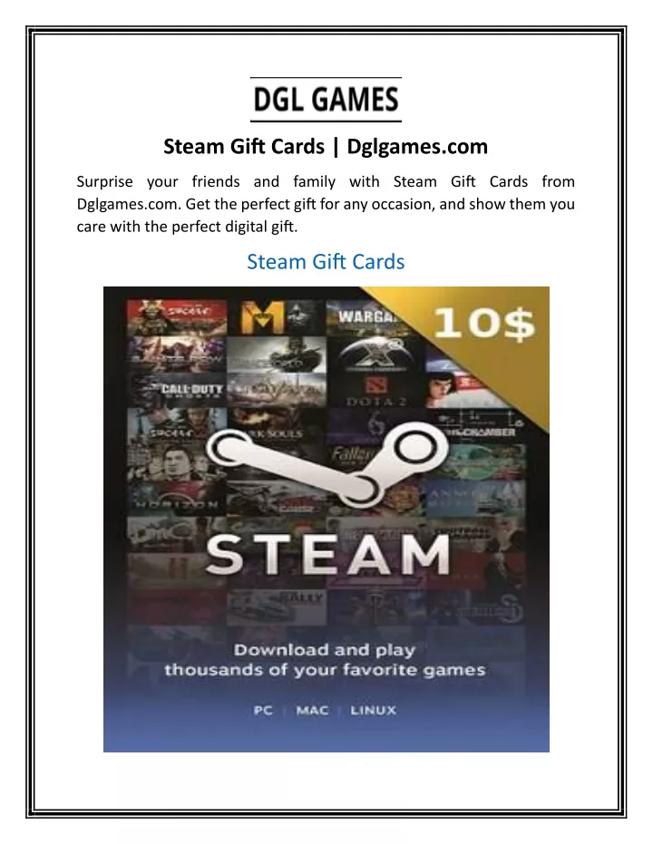 steam gift cards dglgames com