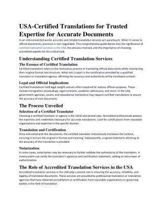 USA-Certified Translations