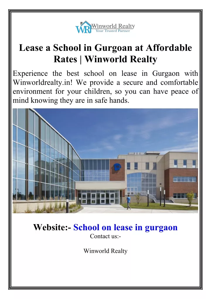 lease a school in gurgoan at affordable rates