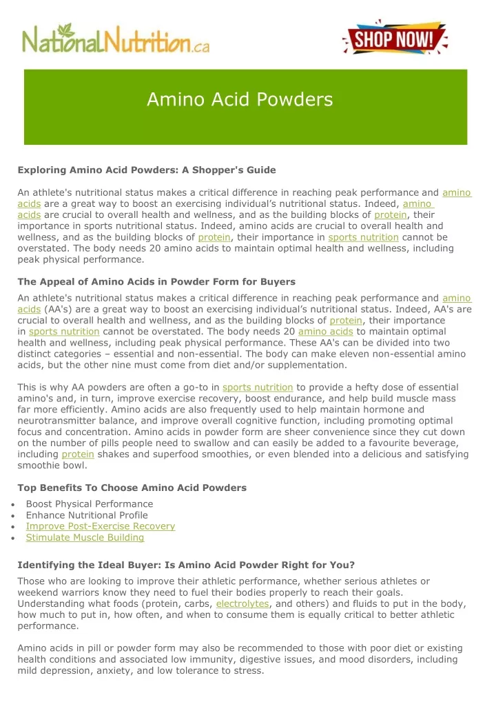 amino acid powders