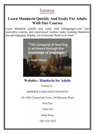 learn mandarin quickly and easily for adults with