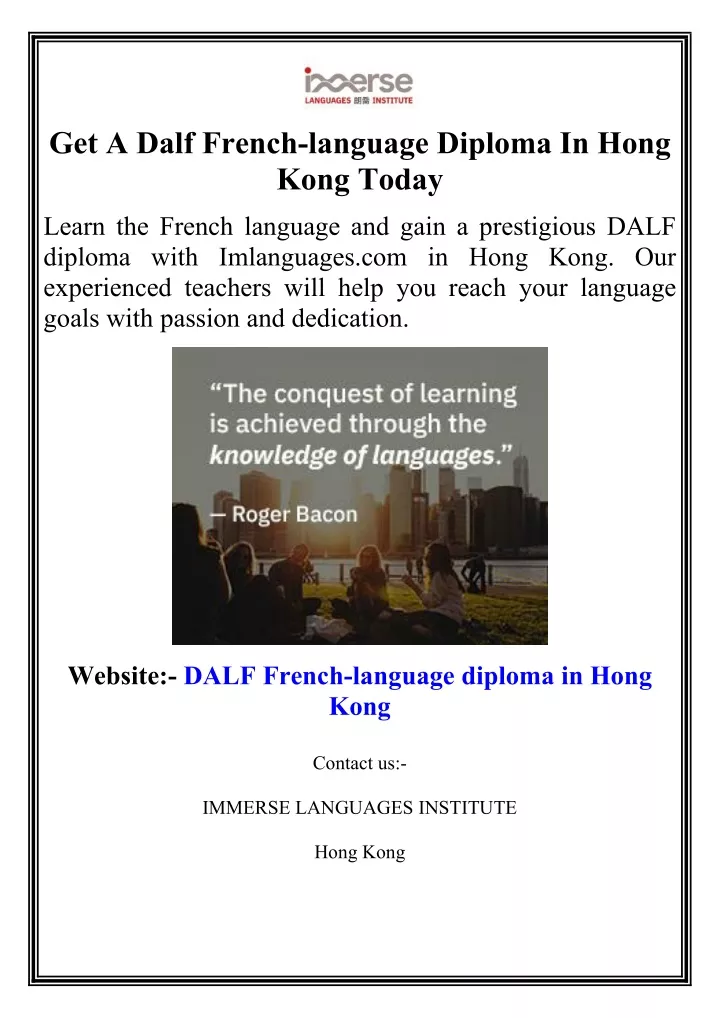 get a dalf french language diploma in hong kong