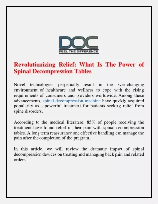 Revolutionizing Relief What Is The Power of Spinal Decompression Tables