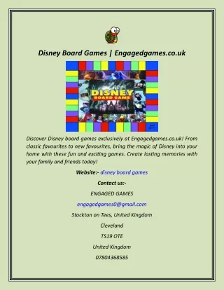 Disney Board Games  Engagedgames.co.uk