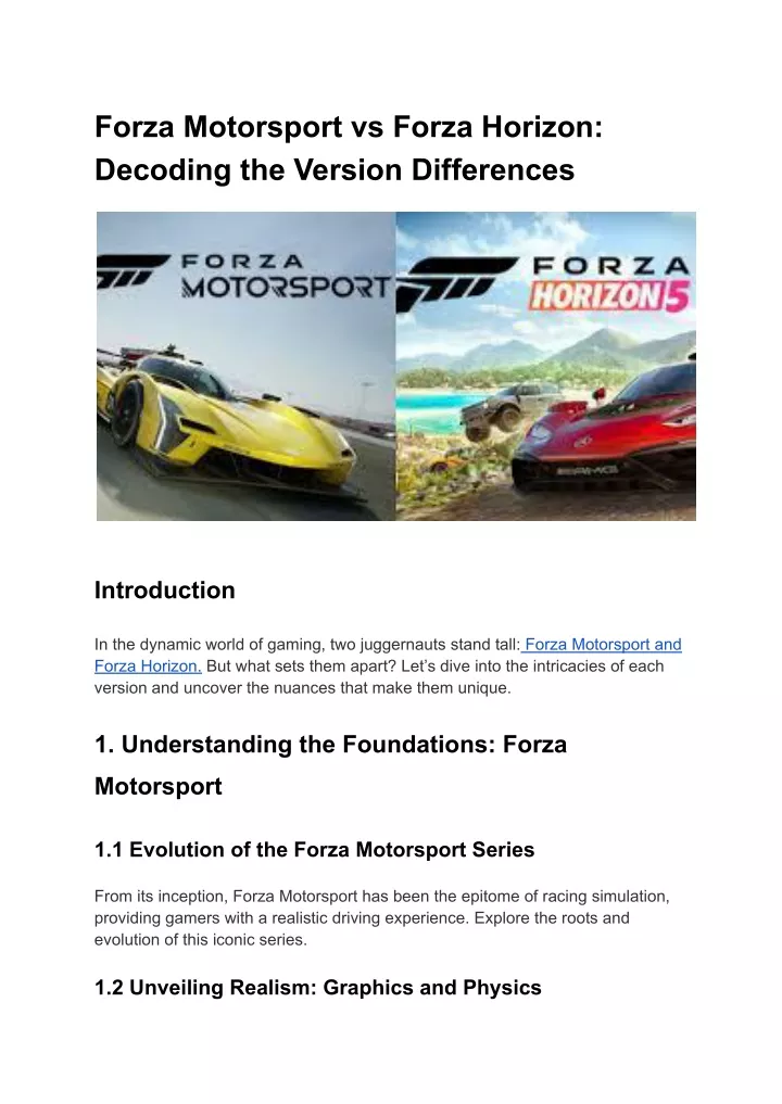 forza motorsport vs forza horizon decoding