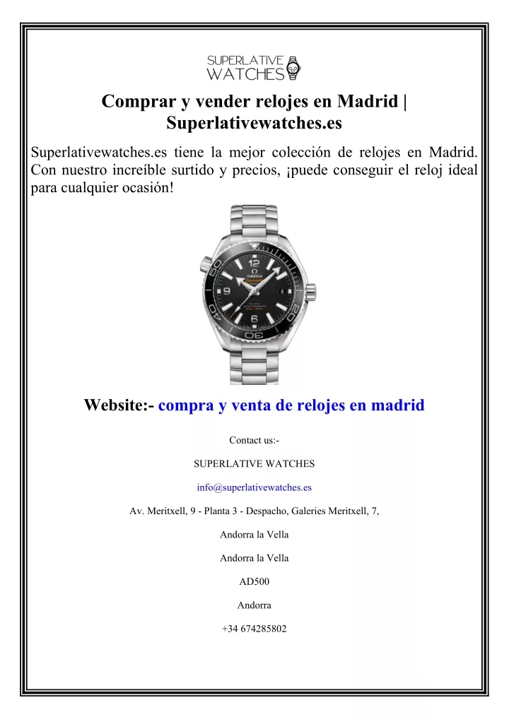 comprar y vender relojes en madrid