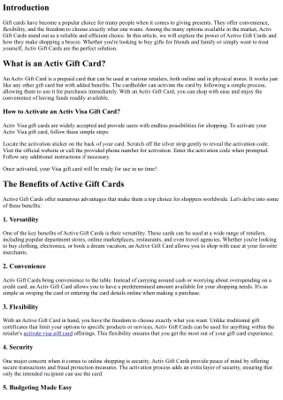 Shop with Ease, Shop with Activ: The Power of Active Gift Cards