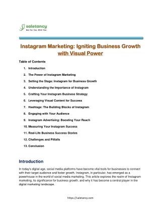 Instagram Marketing: Igniting Business Growth