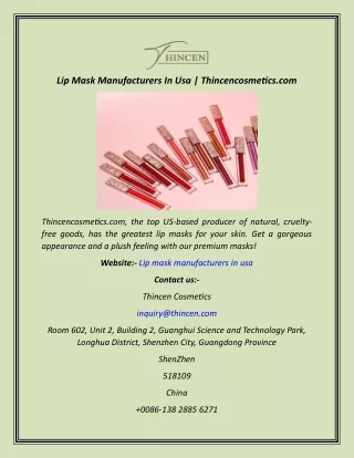 Lip Mask Manufacturers In Usa  Thincencosmetics