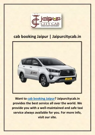 cab booking Jaipur | Jaipurcitycab.in