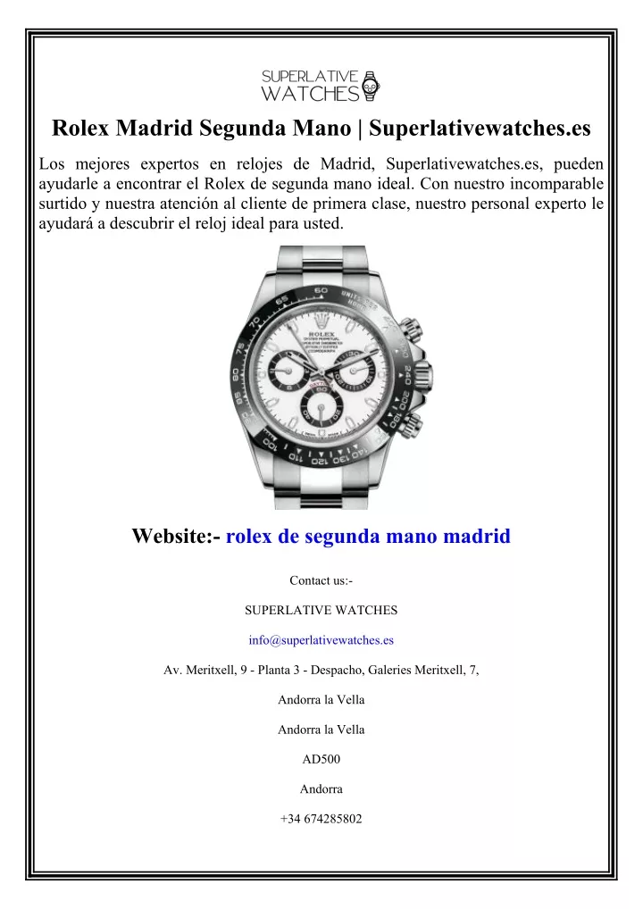 rolex madrid segunda mano superlativewatches es