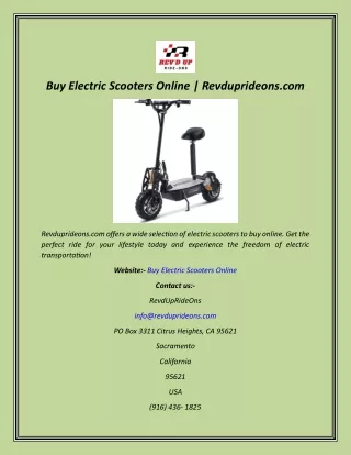 Buy Electric Scooters Online  Revduprideons