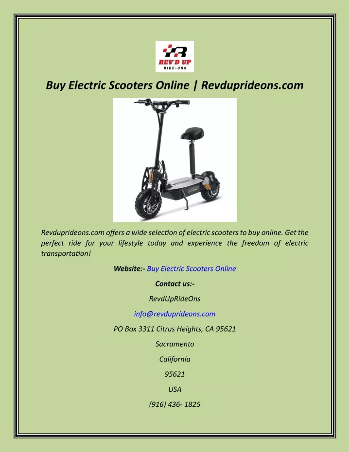 buy electric scooters online revduprideons com