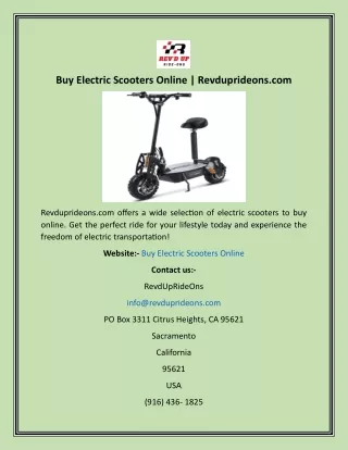 Buy Electric Scooters Online  Revduprideons