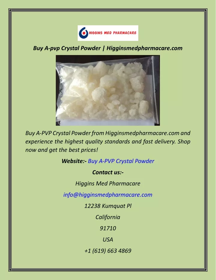 buy a pvp crystal powder higginsmedpharmacare com
