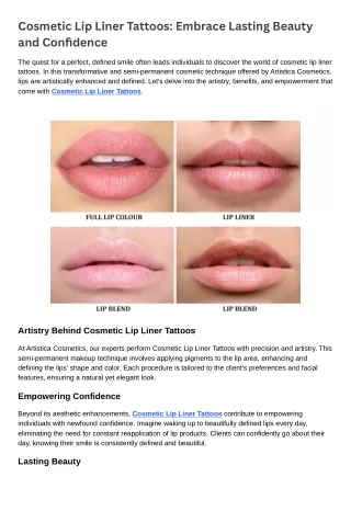 Cosmetic Lip Liner Tattoos Embrace Lasting Beauty and Confidence