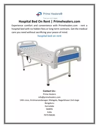 Hospital Bed On Rent | Primehealers.com