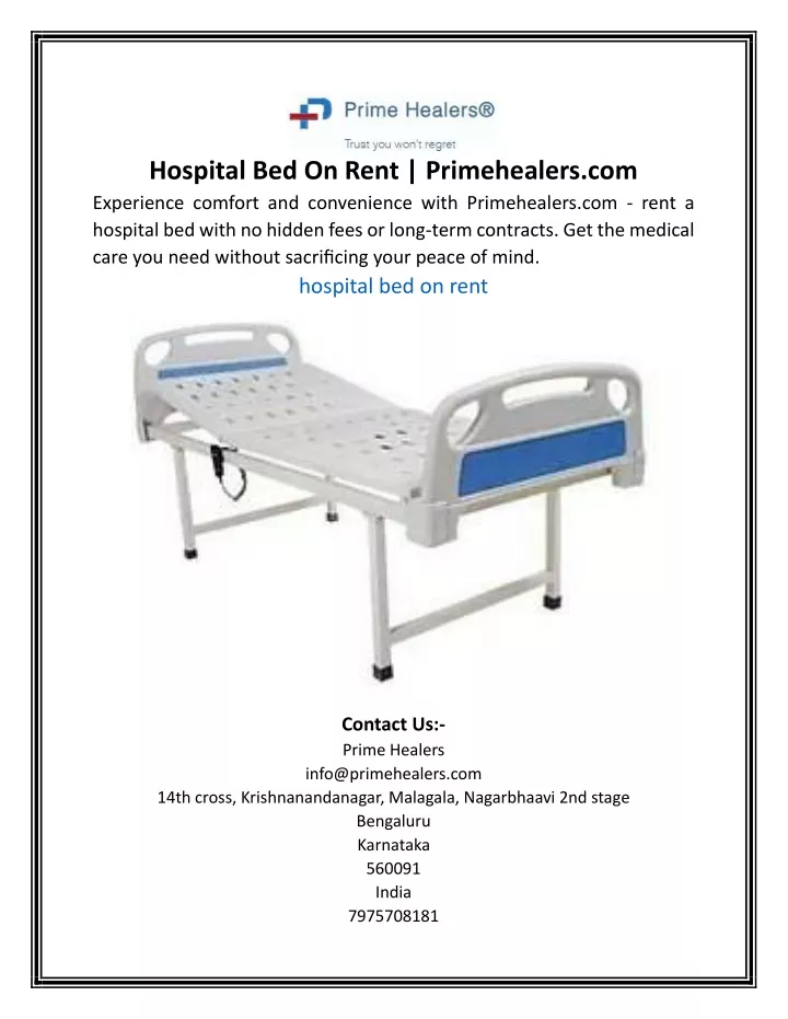 hospital bed on rent primehealers com experience