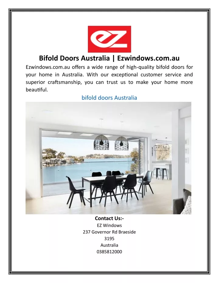 bifold doors australia ezwindows com au ezwindows