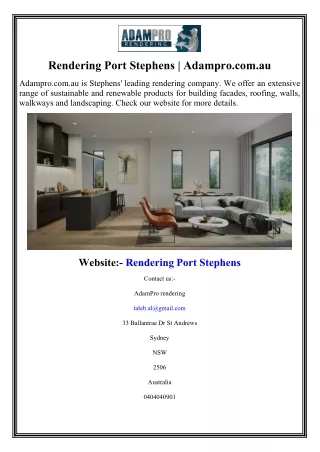 rendering port stephens adampro com au