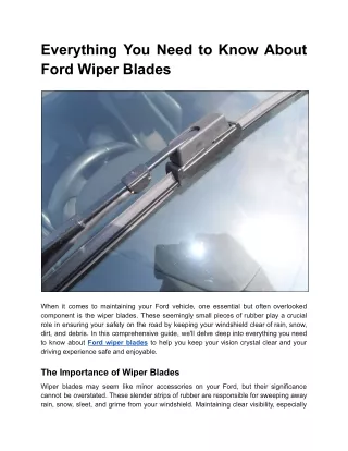 Enhance Visibility with Ford Wiper Blades
