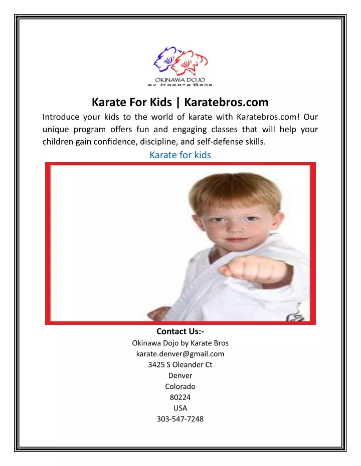 karate for kids karatebros com introduce your